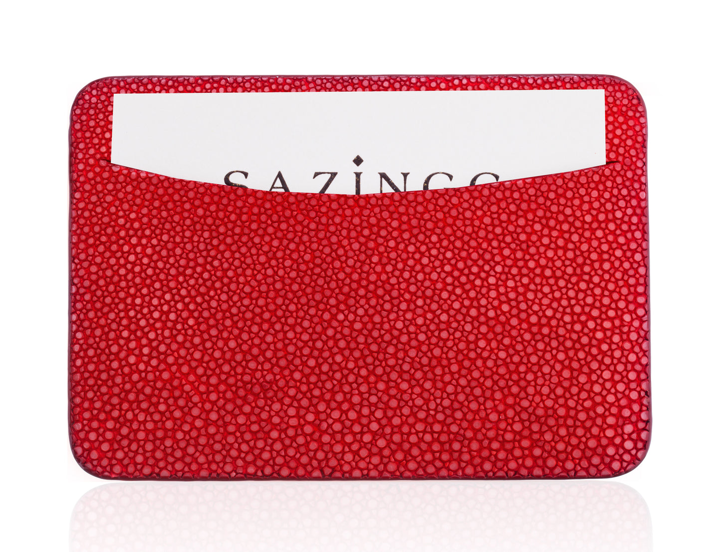 Bright Red Stingray Leather Credit Card Holder