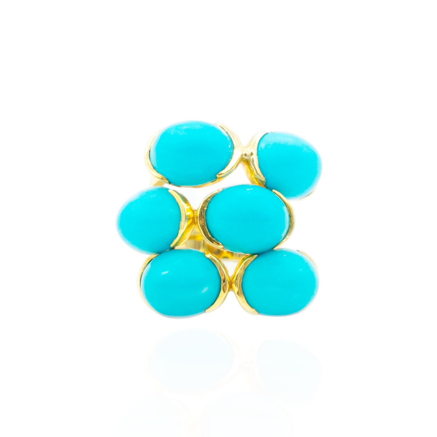 18K Yellow Gold Ring with Turquoises