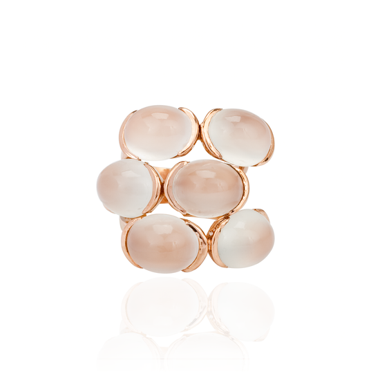 18K Rose Gold Ring with Moonstones