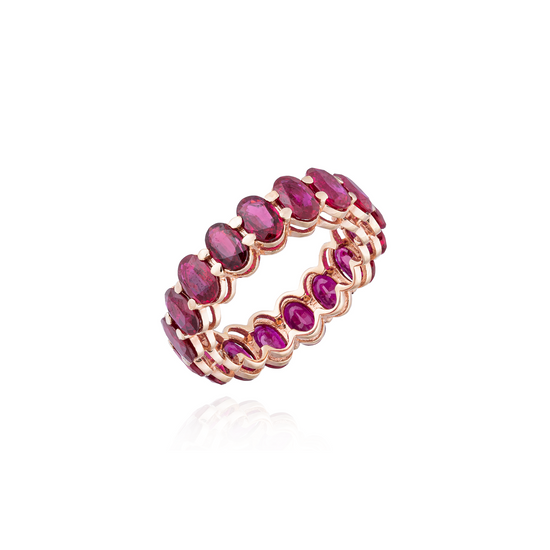 Load image into Gallery viewer, 18K Rose Gold Ruby Eternity Band
