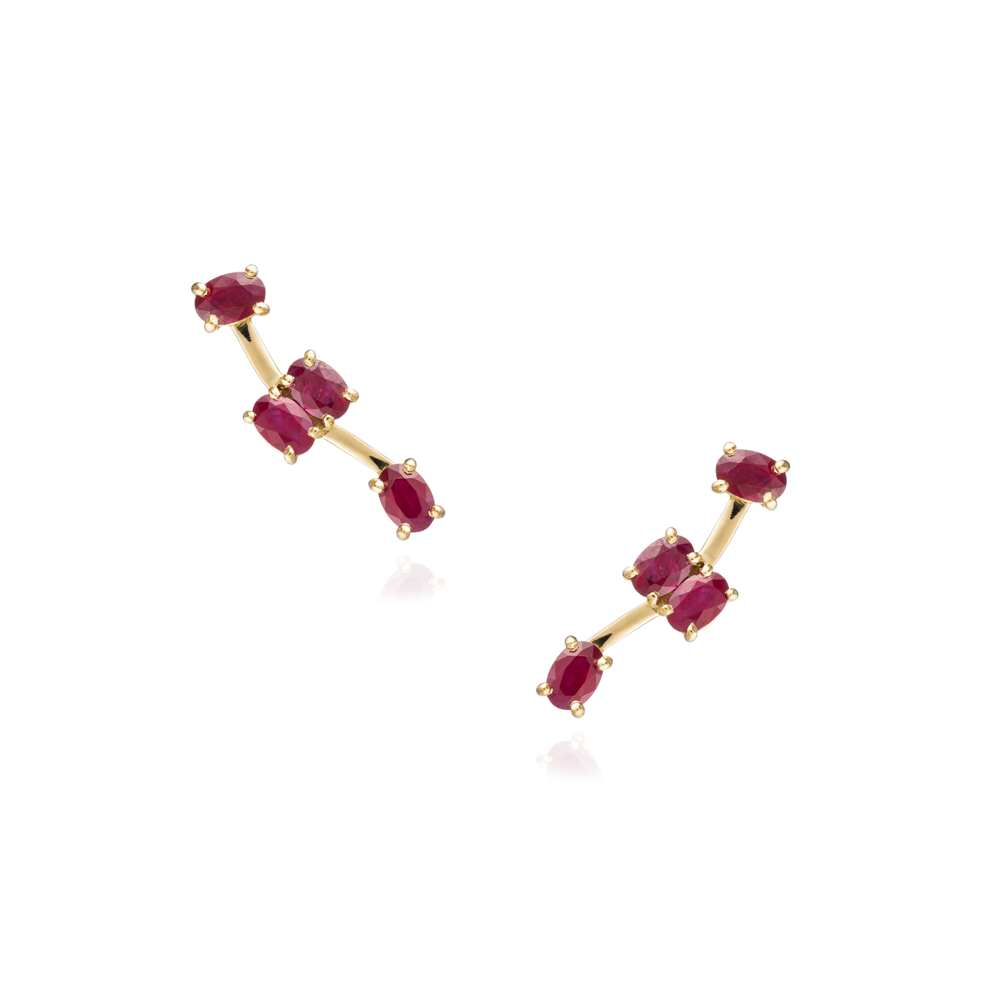 Colored Constellation 18K Yellow Gold Ruby Earrings