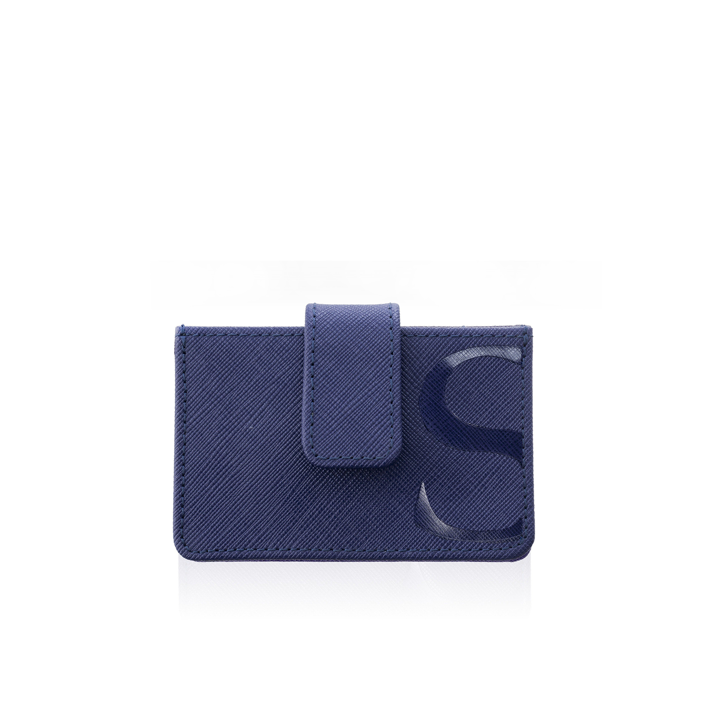 Credit Card Accordion Wallet in Blue Textured Leather