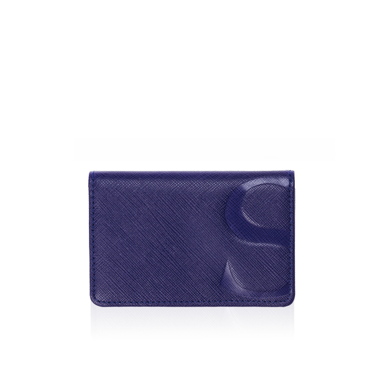 Credit Card Case in Blue Textured Leather