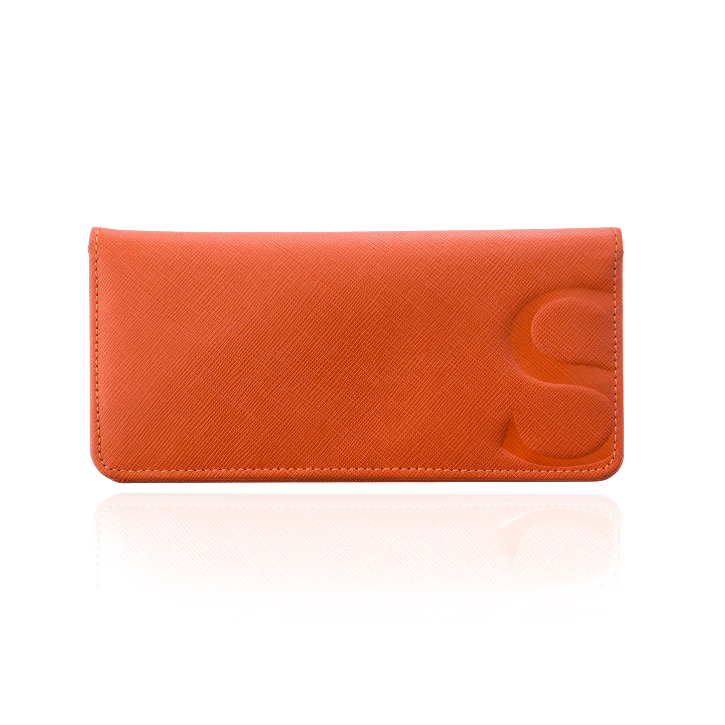 Slim Wallet in Orange Textured Leather – Sazingg