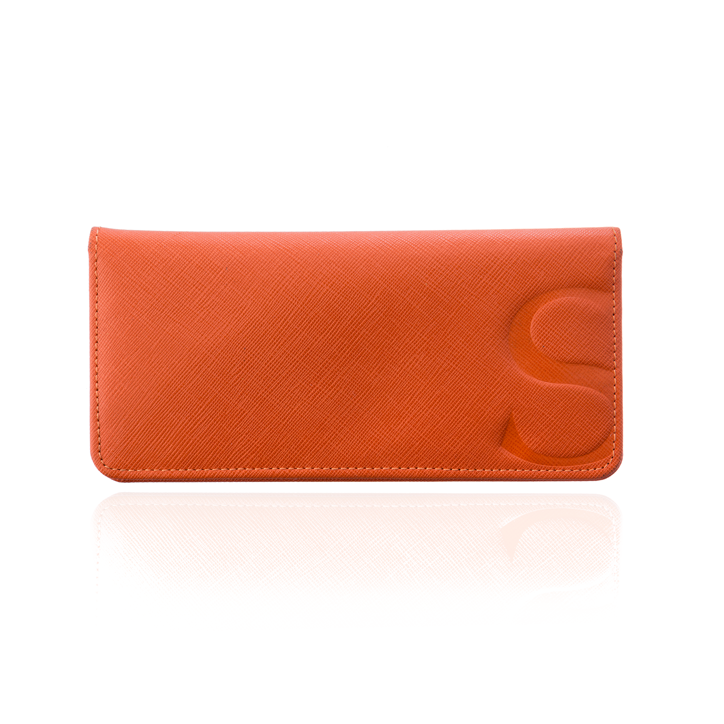 Slim Wallet in Orange Textured Leather