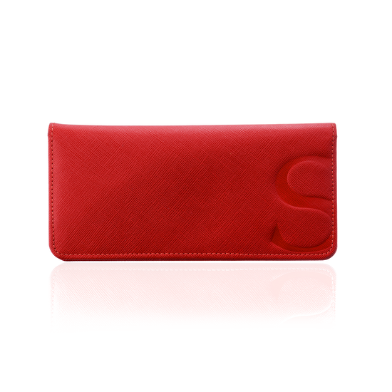 Slim Wallet in Red Textured Leather