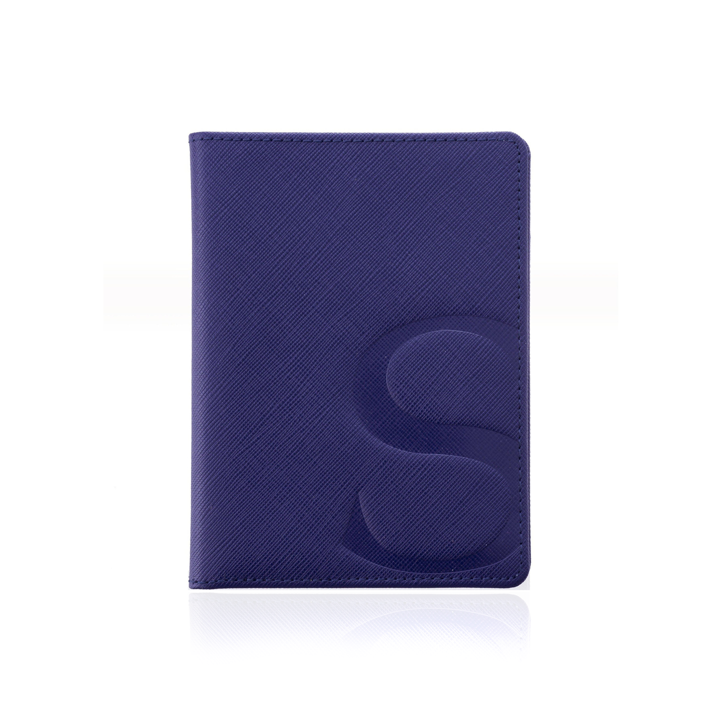 Passport Cover in Blue Textured Leather