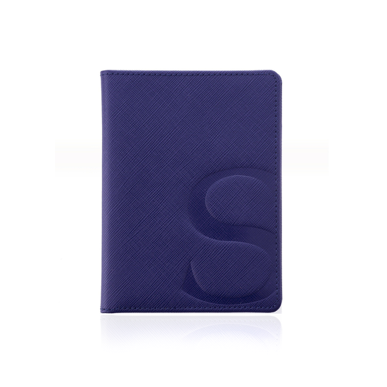 Passport Cover in Blue Textured Leather