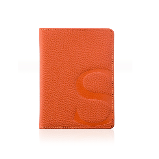 Passport Cover in Orange Textured Leather