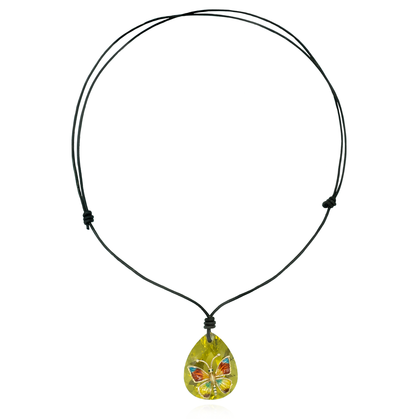 Leather Necklace with Quartz Pendant