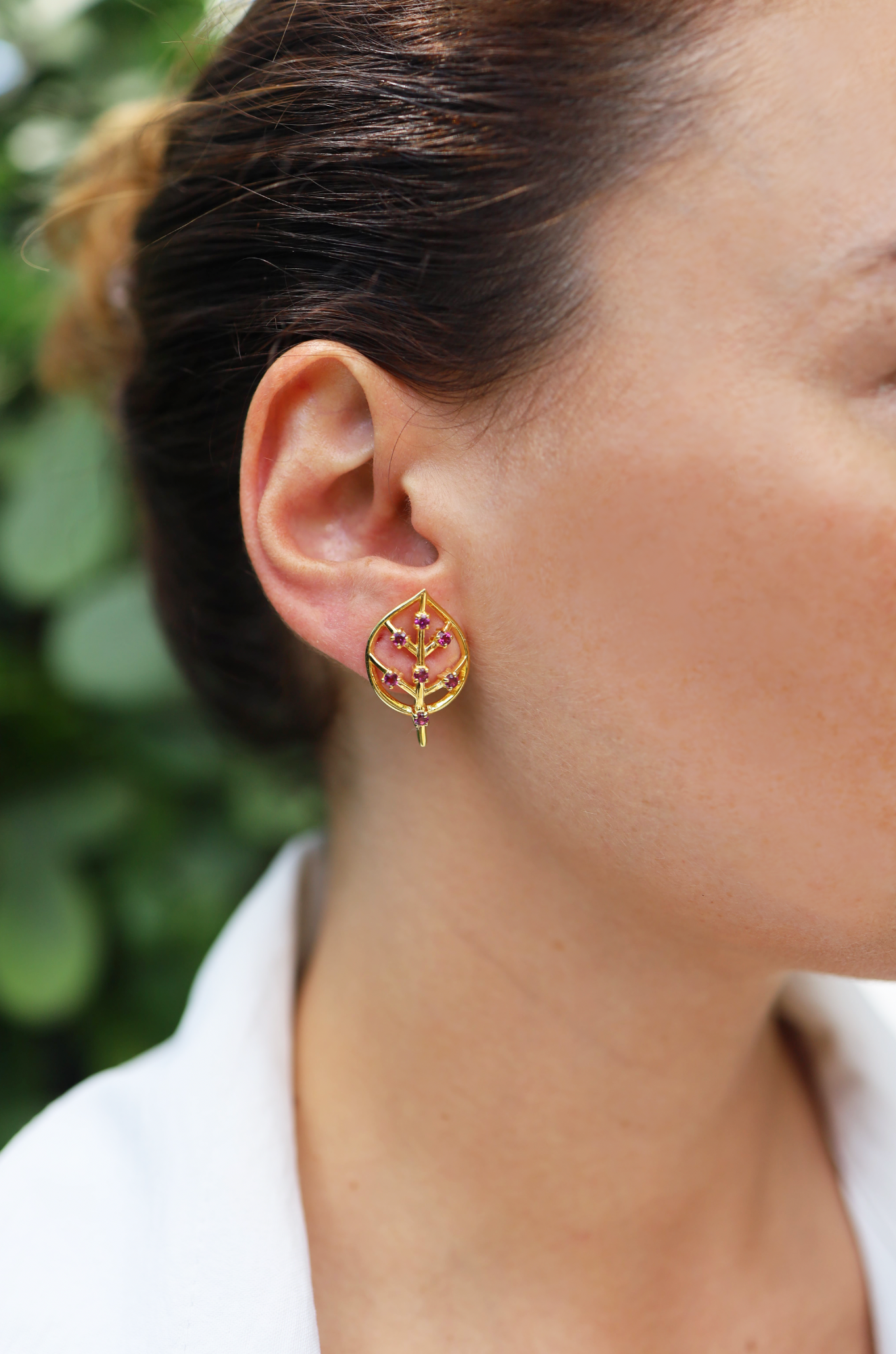 925 Silver Earring with Rhodolite