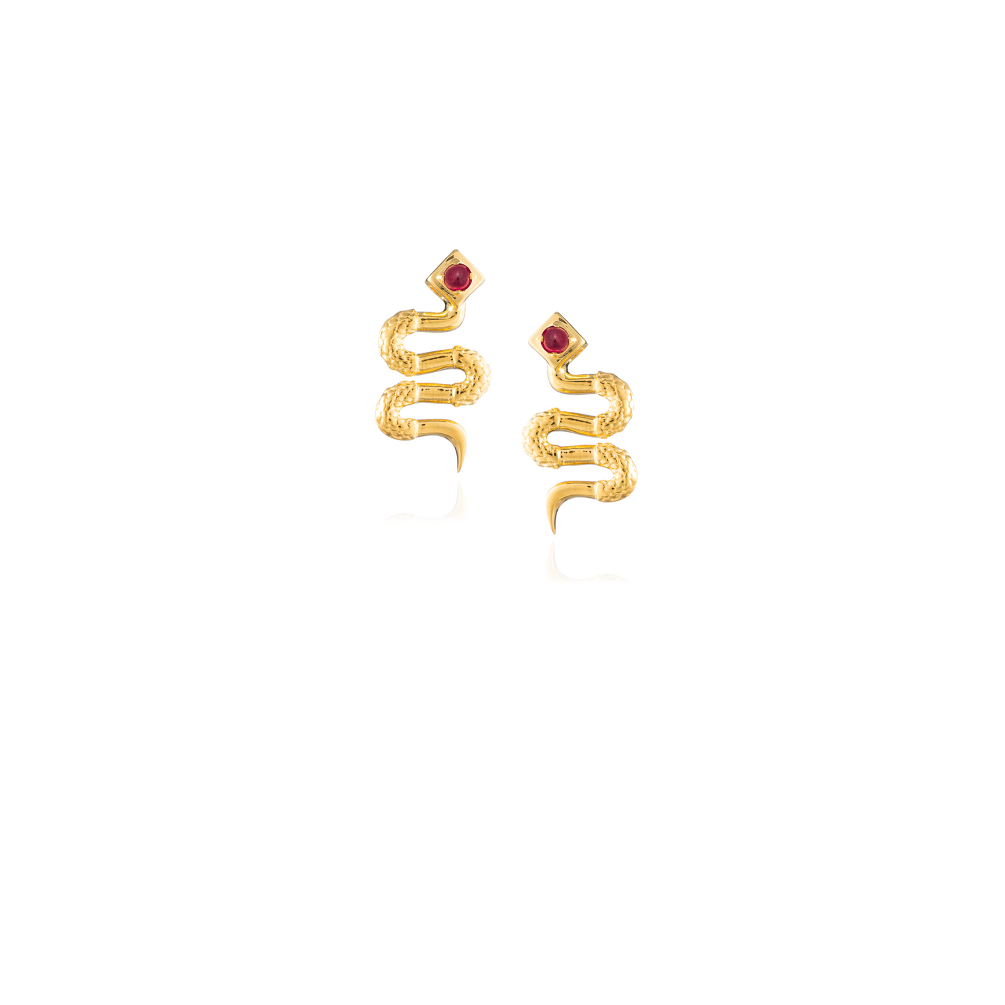 925 Silver Serpentine Earrings with Ruby