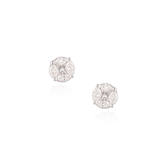 18K White Gold Round Diamond Studs