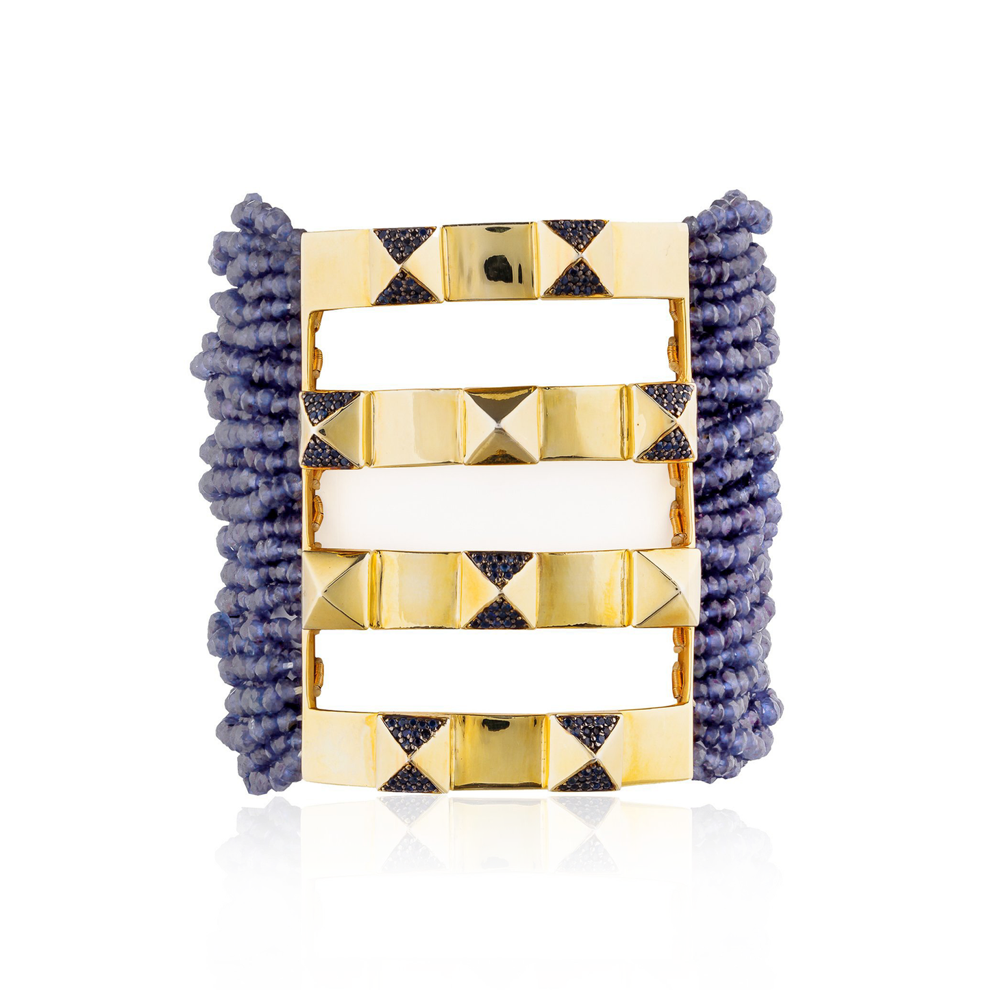 925 Silver Stud Zinta Bracelet with Iolite & Blue Sapphire