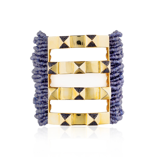 Load image into Gallery viewer, Zinta 925 Silver Stud Bracelet with Iolite and Sapphires
