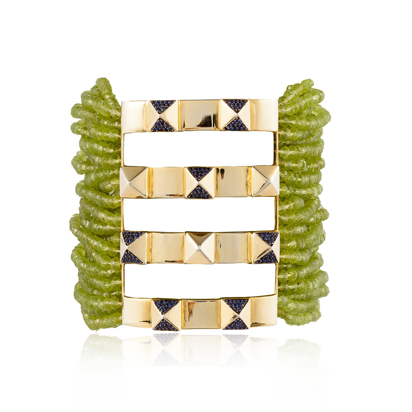 Load image into Gallery viewer, Zinta 925 Silver Stud Bracelet with Peridot and Blue Sapphires
