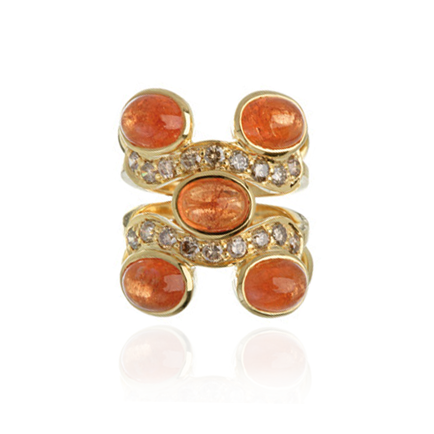 18K Yellow Gold Ring with Orange Sapphire