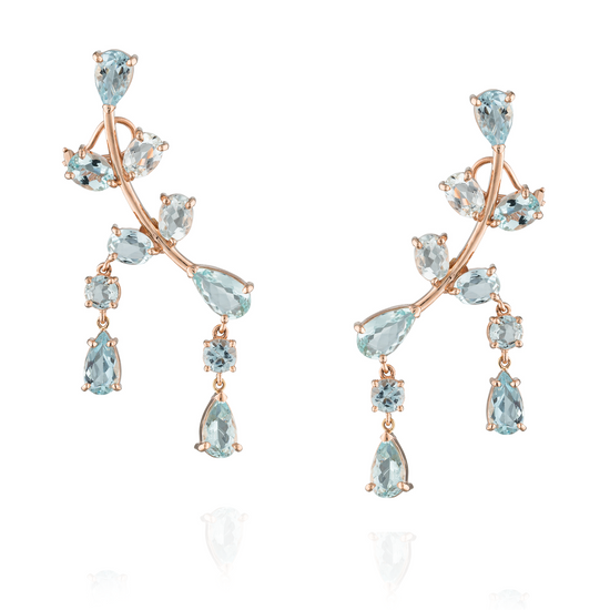 14KT Rose Gold  Earrings with faceted Aquamarine