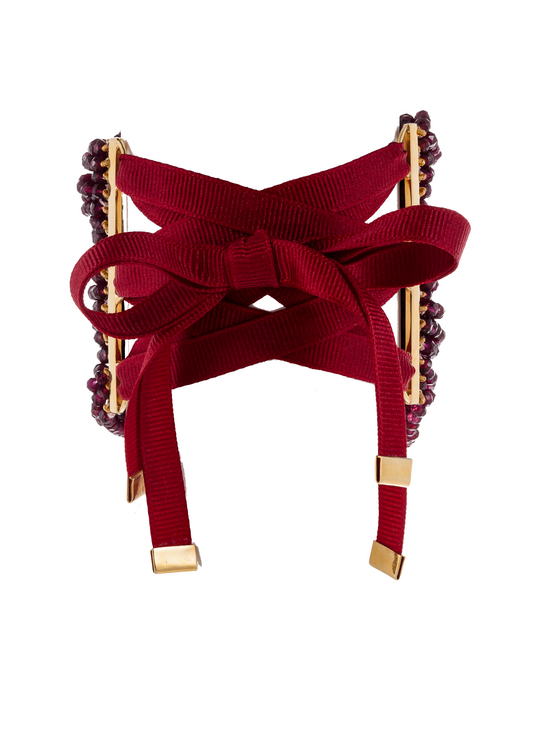 Load image into Gallery viewer, 925 Silver Double-Snake Zinta Bracelet with Garnet &amp;amp; Diamond
