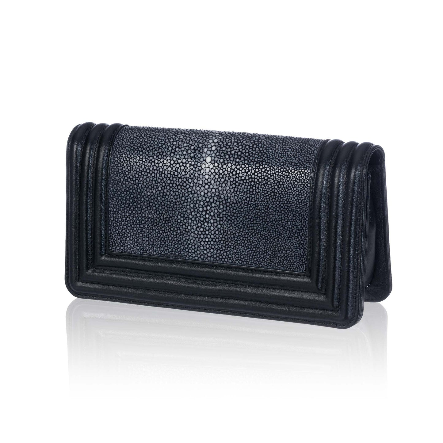 Black Stingray and Leather Clutch