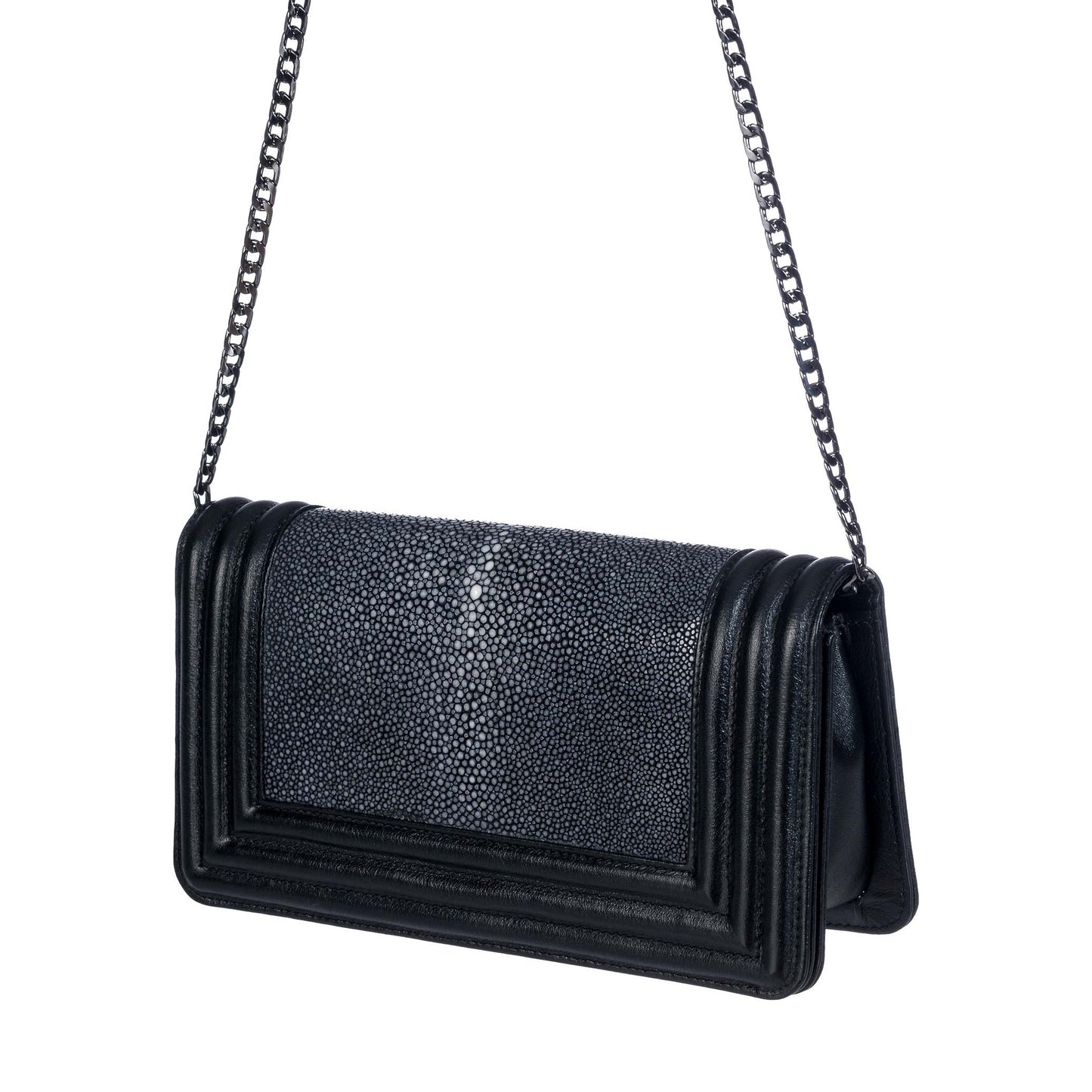 Black Stingray and Leather Clutch