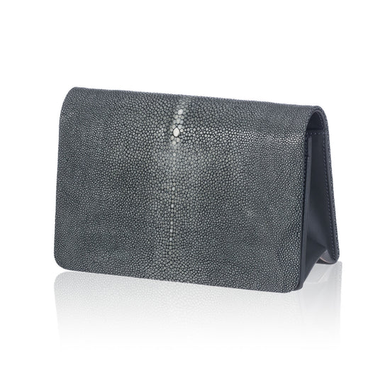 Gray Stingray Leather Clutch
