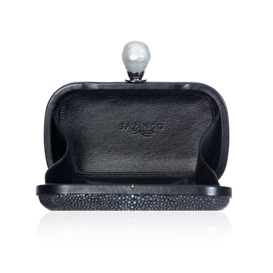 Load image into Gallery viewer, Black Stingray Leather Clutch
