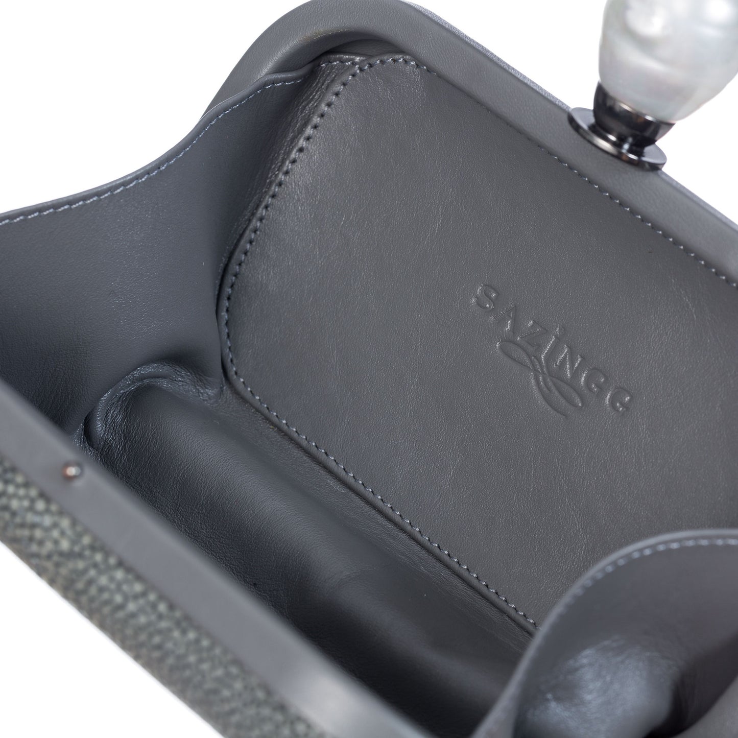 Grey Stingray Leather Clutch