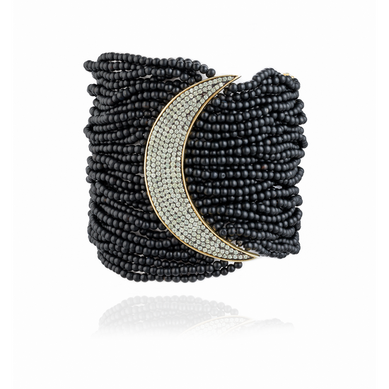 Zinta 925 Silver Gold Plated Zinta Bracelet with Black Spinel Beads & Green Sapphires