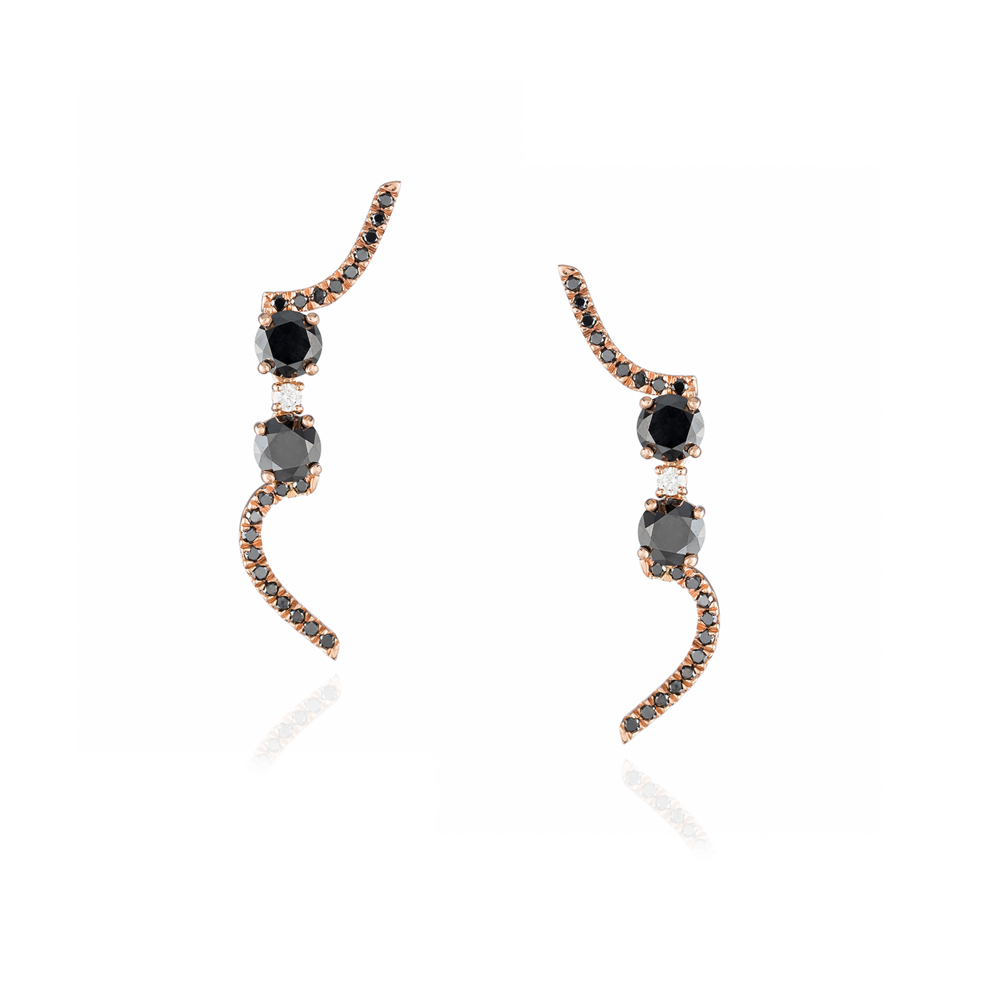 Eclipse 14KT Rose Gold with Black Diamond Earrings