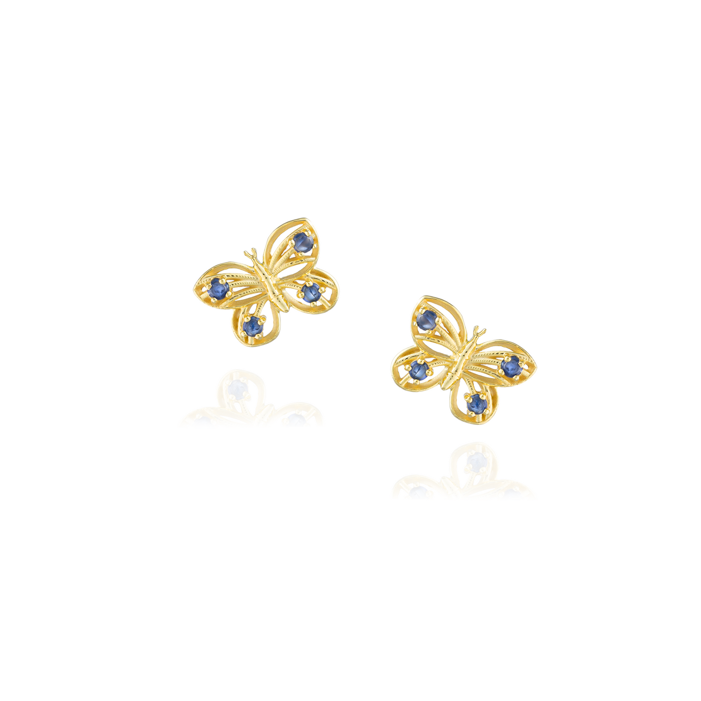 925 Silver Gold Plated 18KT Earrings with Blue Sapphire