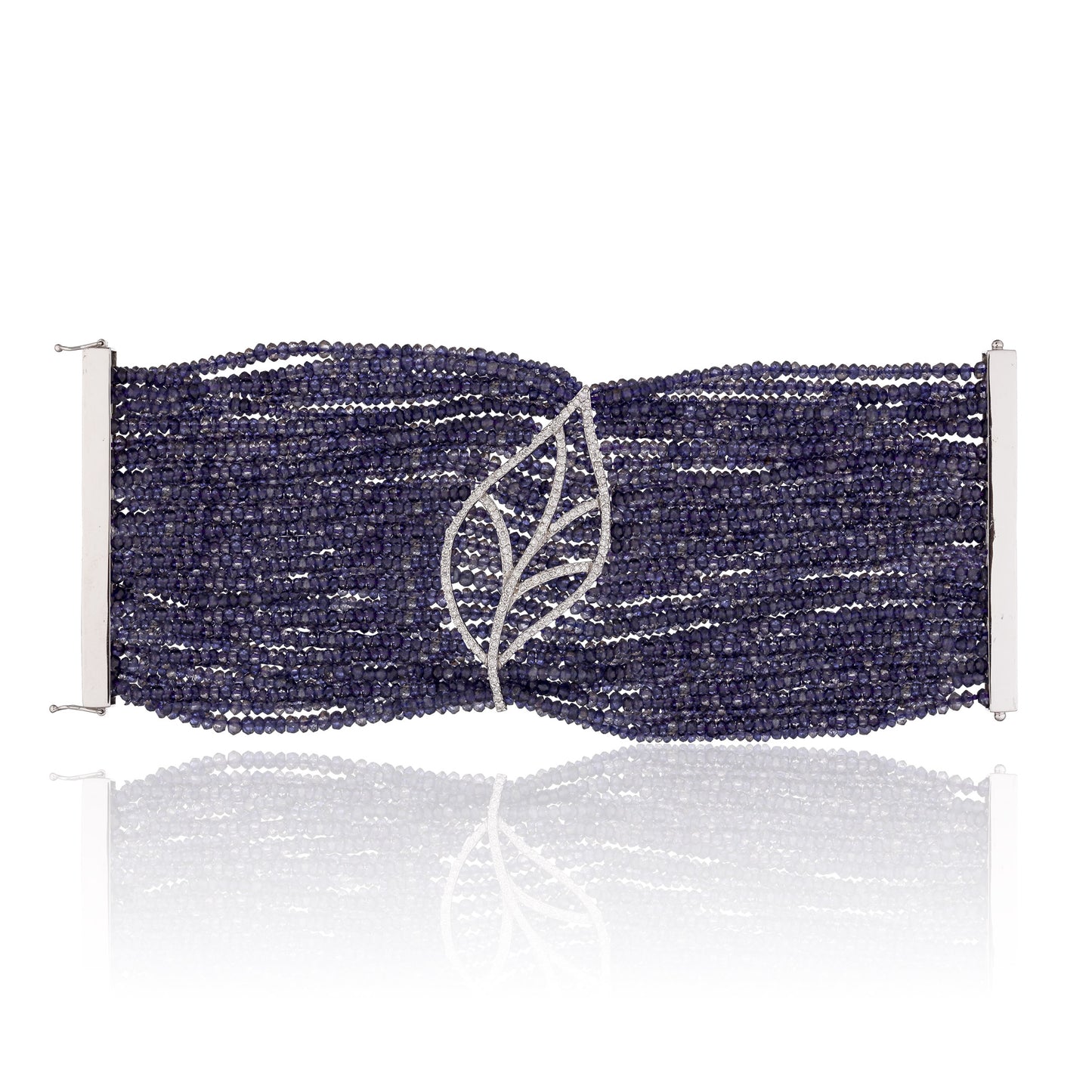 18k White Gold Diamond Bracelet with Iolite and Diamonds