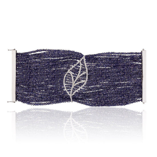 Load image into Gallery viewer, 18k White Gold Diamond Bracelet with Iolite and Diamonds

