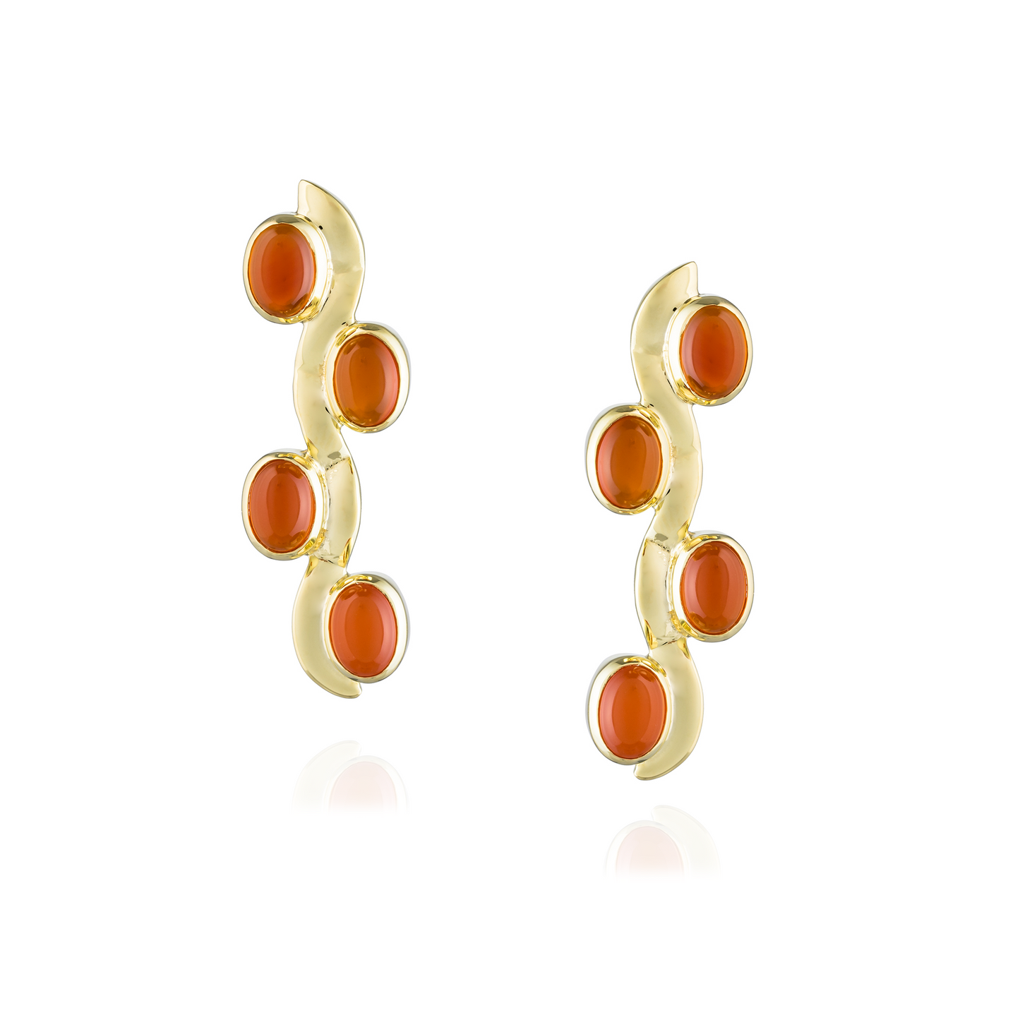 925 Silver Earrings plated in 18k Yellow Gold with Carnelian