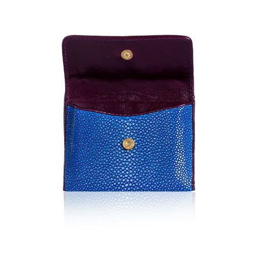 Blue and Purple Stingray Leather Credit Card Case