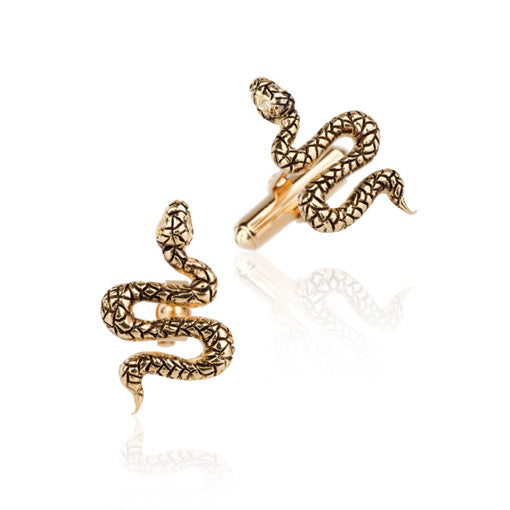 Load image into Gallery viewer, 18k Yellow Gold Snake Cufflinks
