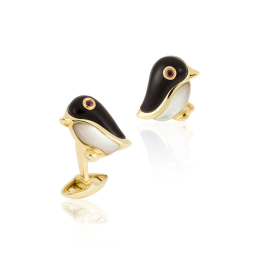 Load image into Gallery viewer, 18k Yellow Gold Penguin Cufflinks
