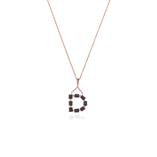 925 Silver Initial Necklace with Sapphire