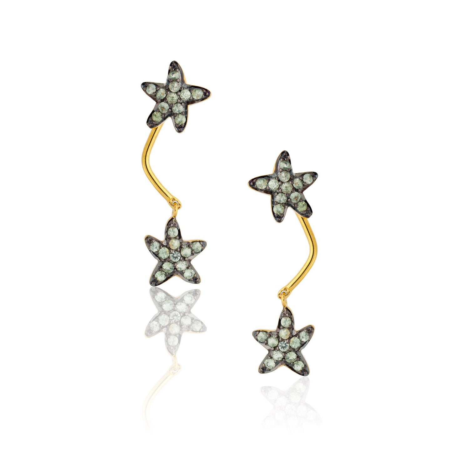 925 Silver Starfish Double Earrings