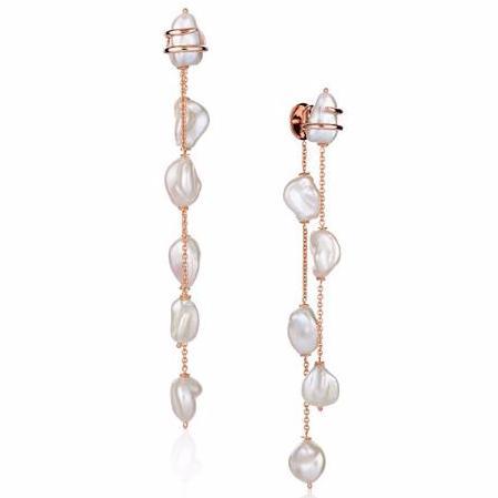 18K Rose Gold Earrings with Freshwater Pearls