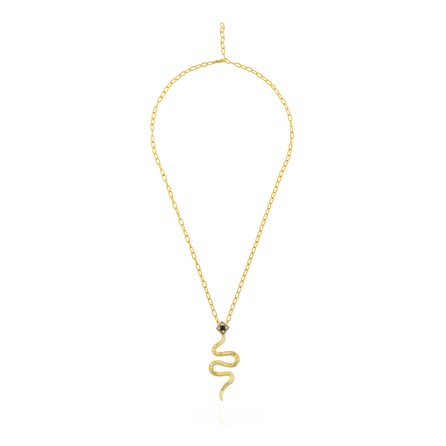 925 Silver Serpentine Necklace with Blue Sapphire