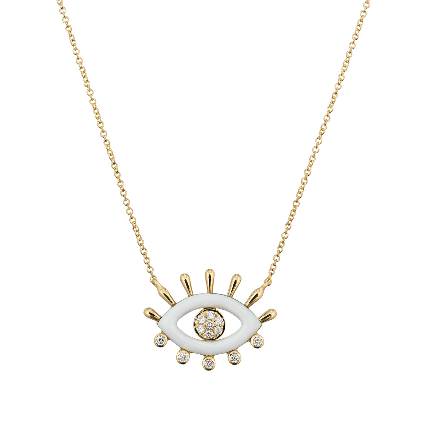 18KT Yellow Gold Necklace with Enamel and Diamond