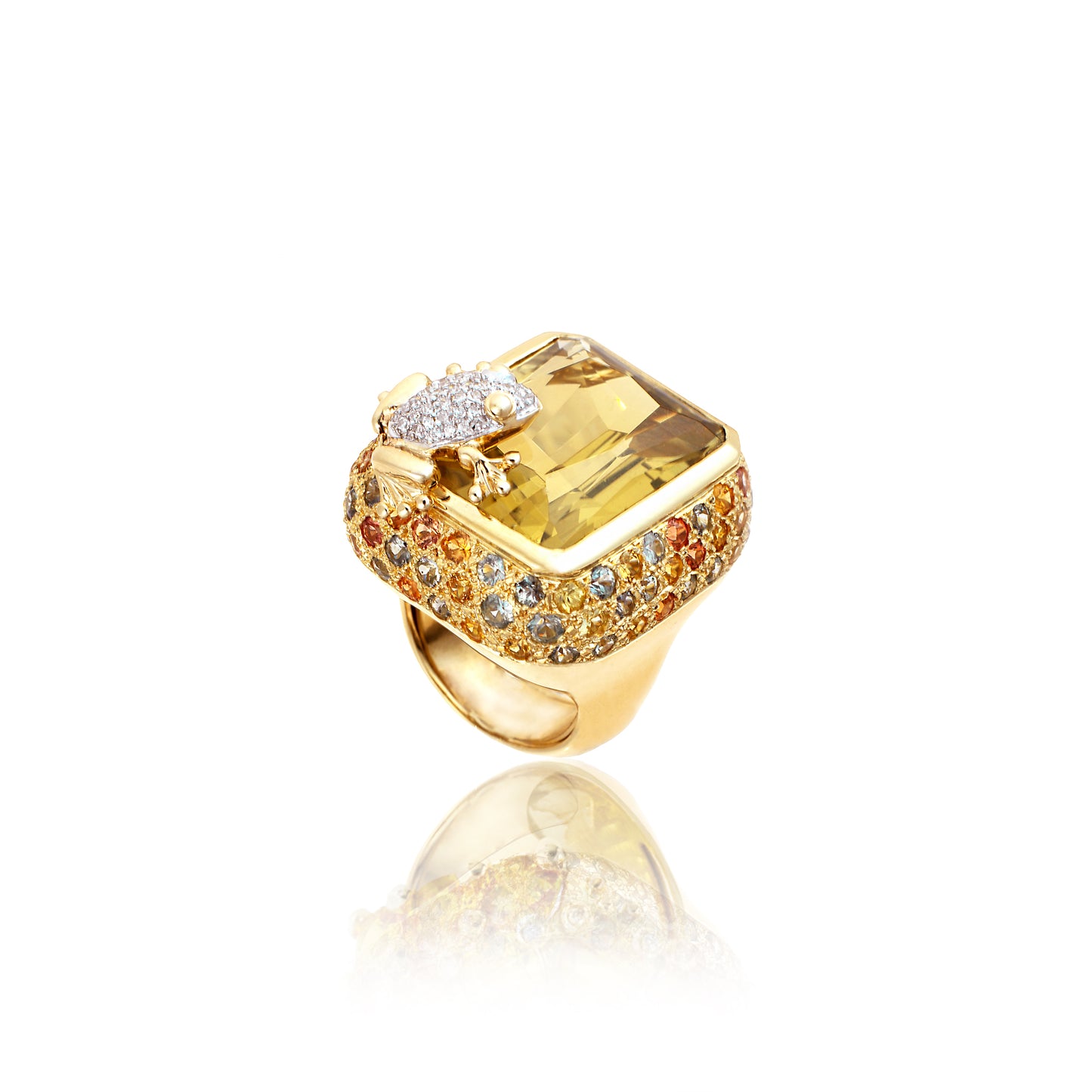 Load image into Gallery viewer, Yellow Gold Citrine Ring with Sapphire
