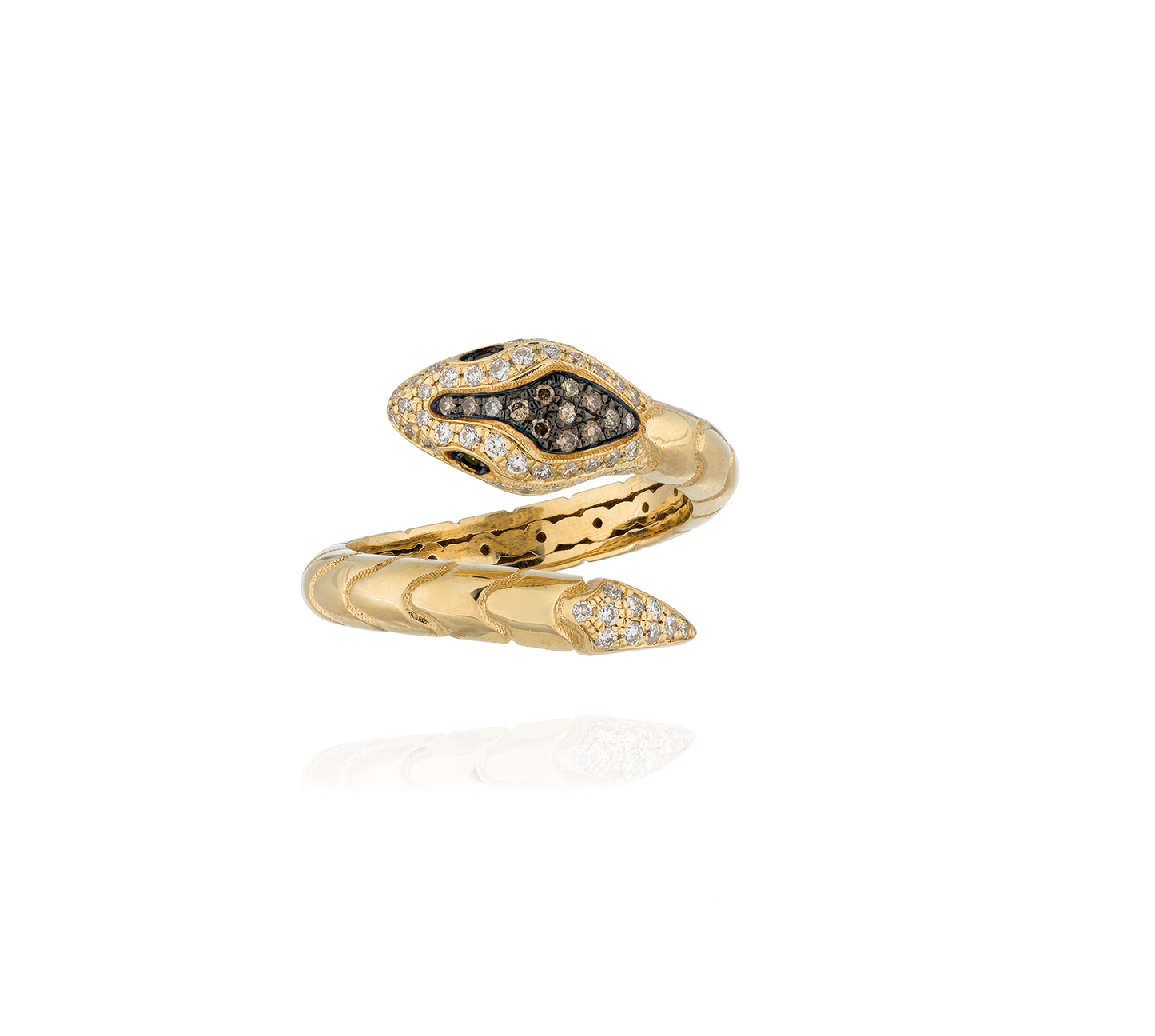 18KT Yellow Gold Ring with Tsavorite, Brown Diamond and White Diamond