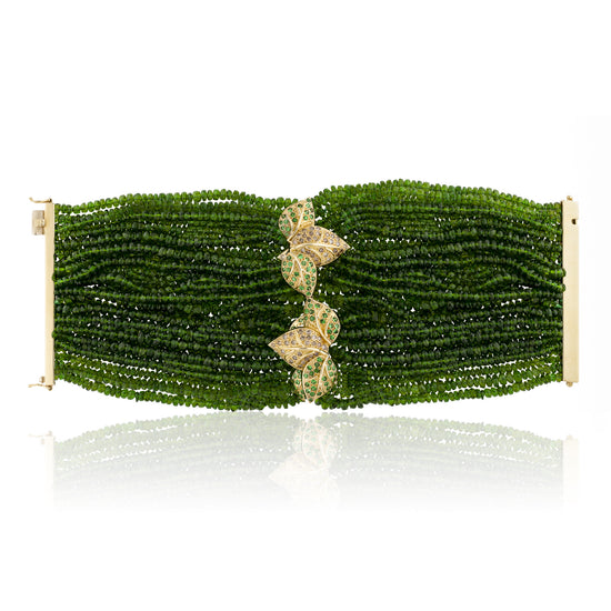 Load image into Gallery viewer, 18k Yellow Gold Bracelet with Tsavorite and Diamonds
