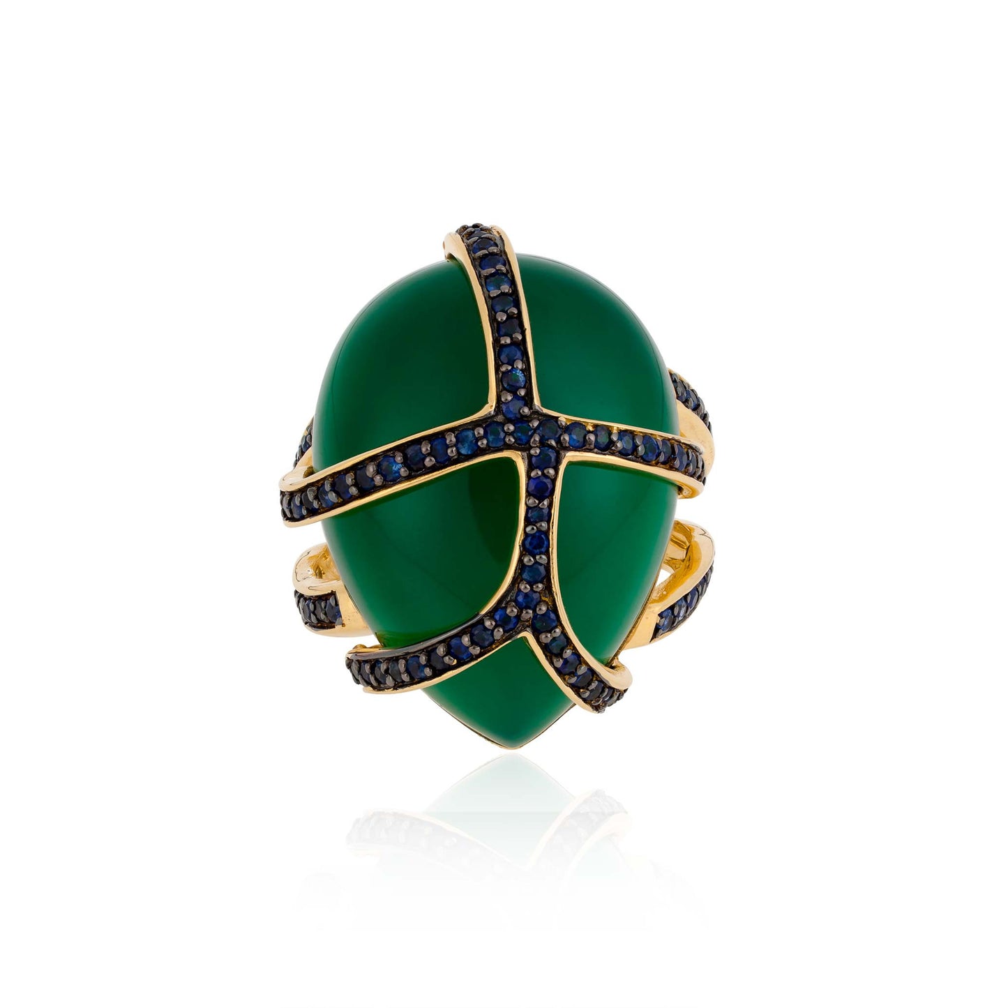 Load image into Gallery viewer, Green Onyx Cabochon Gold Ring
