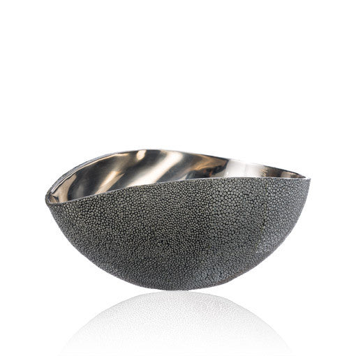 Stainless Steel Bowl in Grey Stingray Leather