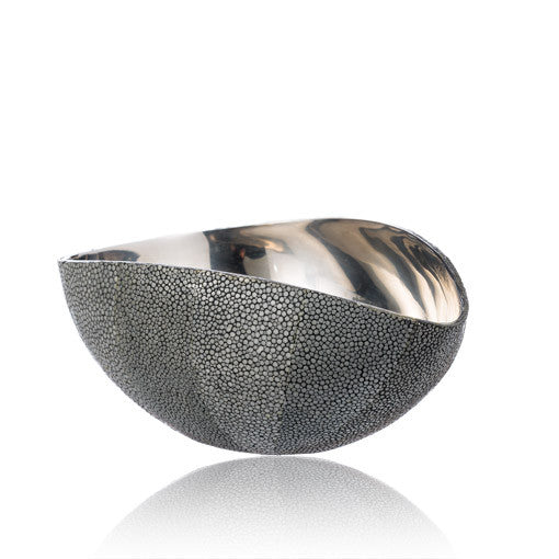 Stainless Steel Bowl in Grey Stingray Leather