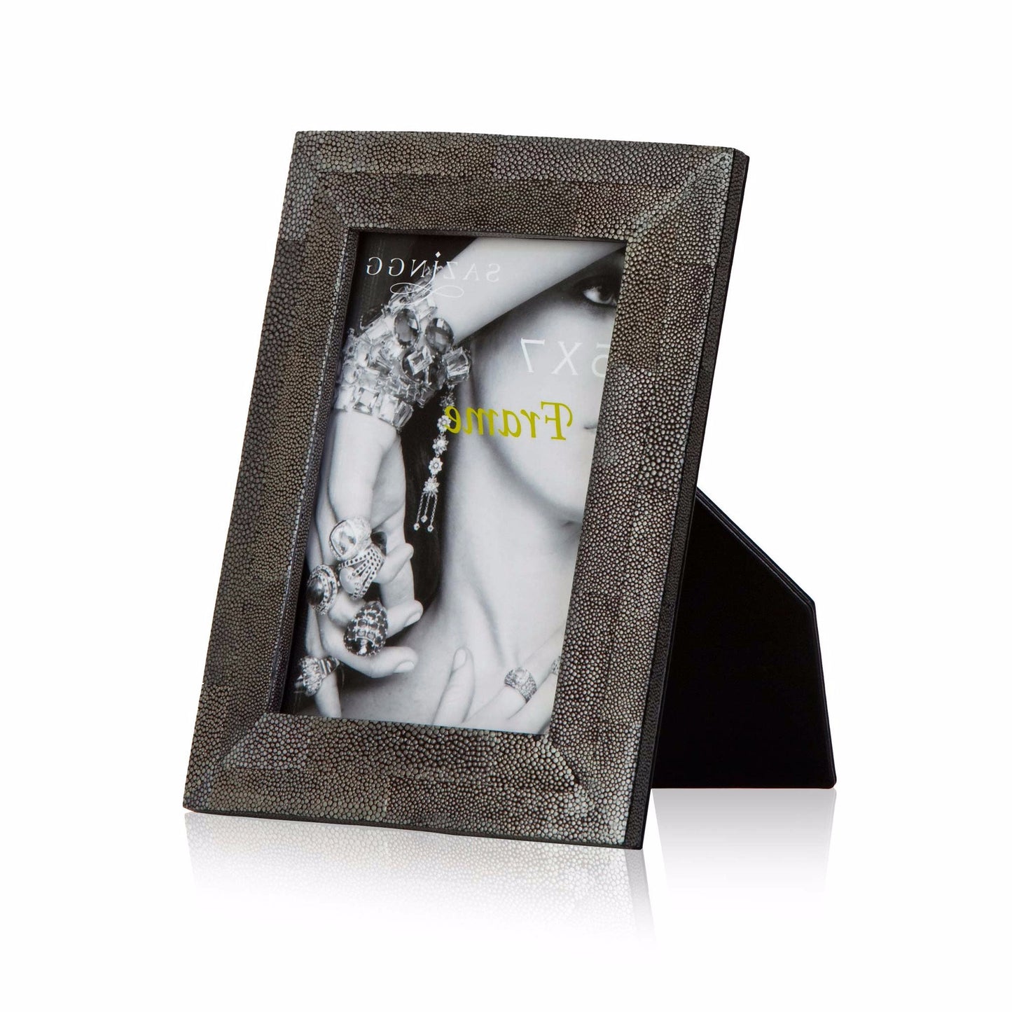 Picture Frame in Black Stingray Leather 4x6