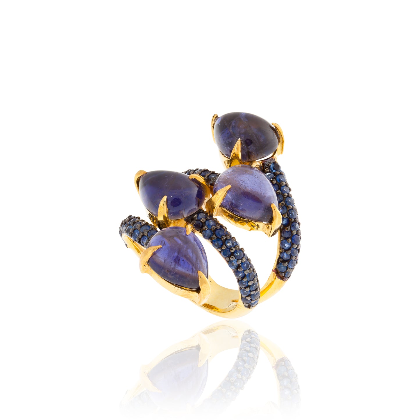 925 Silver Ring with Iolite & Blue Sapphires